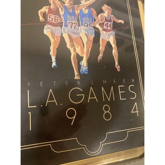 PETER J.HEER "L.A.GAMES 1984 SMALL OLYMPIC FRAMED POSTER ORIGINAL VINTAGE - Picture 4 of 7